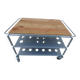 Metallic trolley with wheels, 3 levels with wooden top.