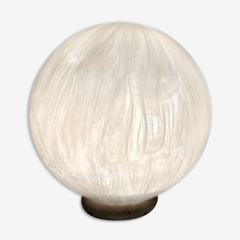 Lampe de table en verre soufflé blanc de Murano par La Murrina avec Murrines, Italie années 1980
