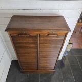 Solid oak double curtain filing cabinet