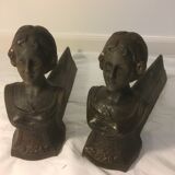 "Rose of may" cast-iron andirons