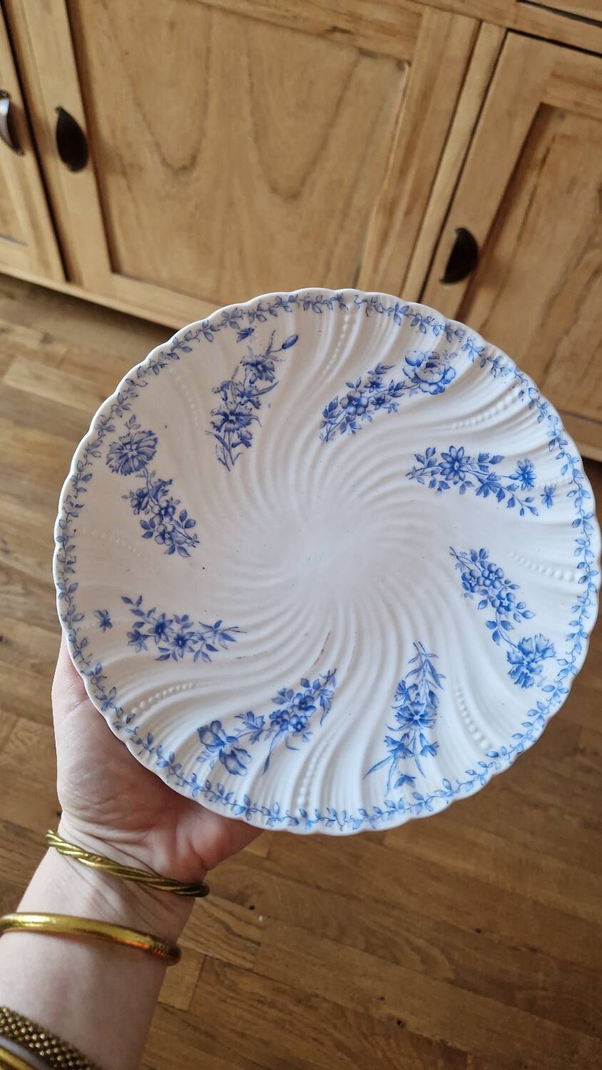 Vintage Sarreguemines porcelain dessert plate with flowers