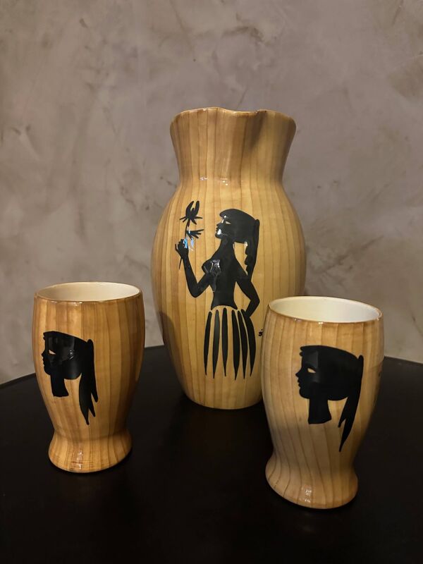 Pichet et 2 verres Vallauris