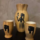 Pitcher and 2 glasses Vallauris