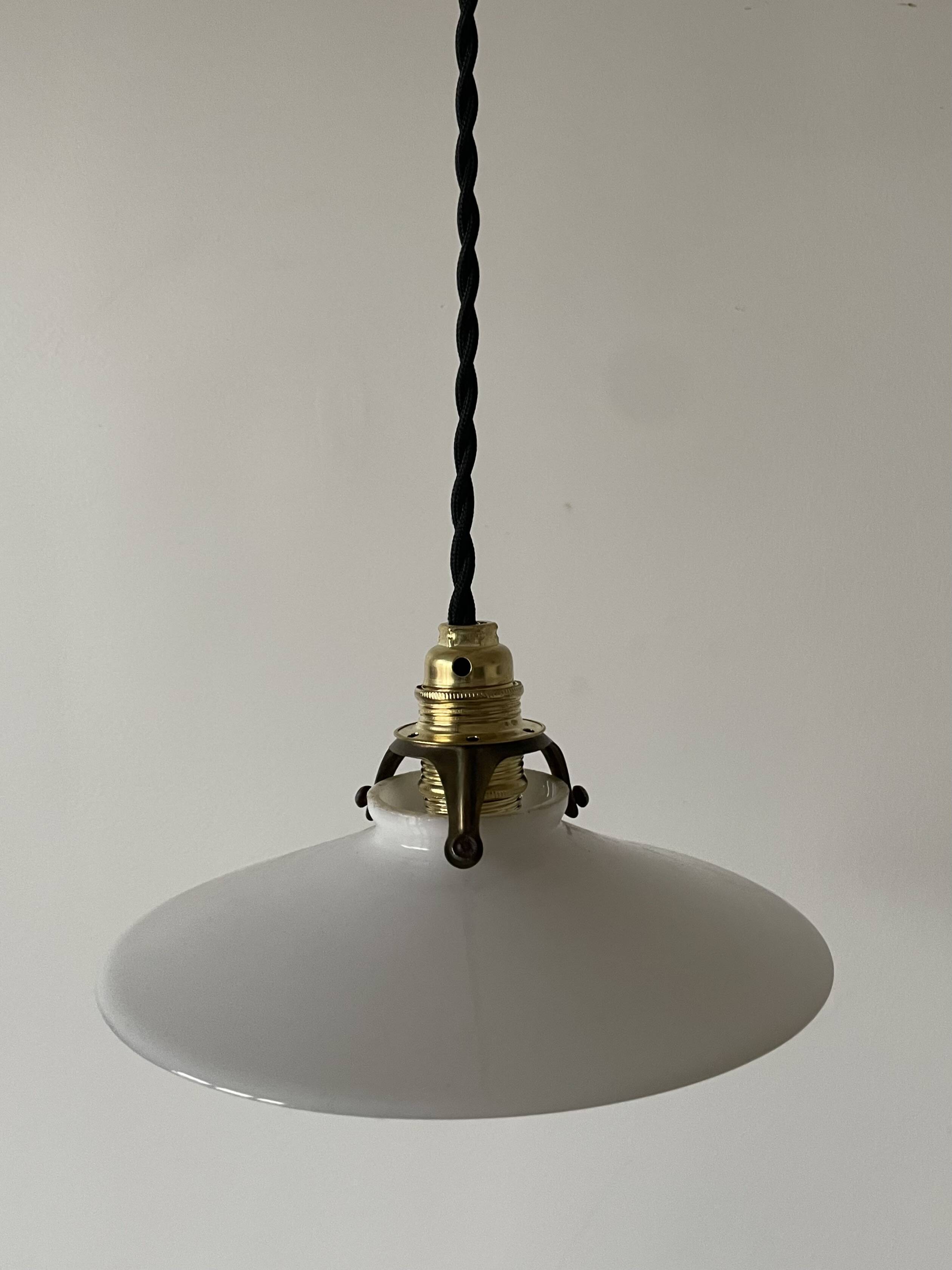 Small old opaline pendant light D20cm