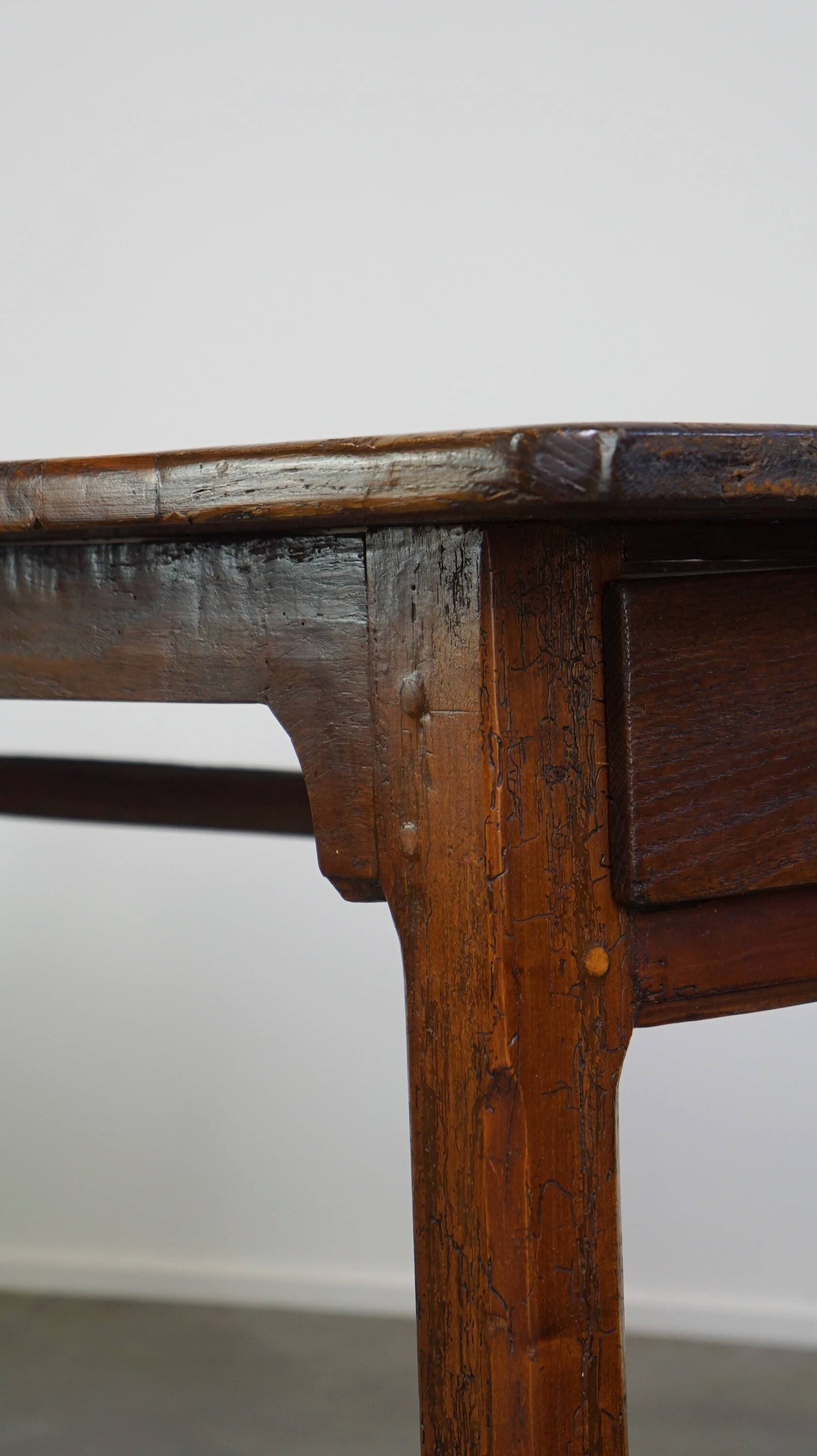 Beautiful antique French dining table with perfect dimensions and handy hooks