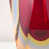 Murano 'Sommerso' large facet cut glass vase