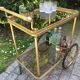 Serving wheels in gold metal & glass vintage 1960