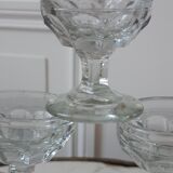 Set of 6 cups in molded glass pressed late nineteenth