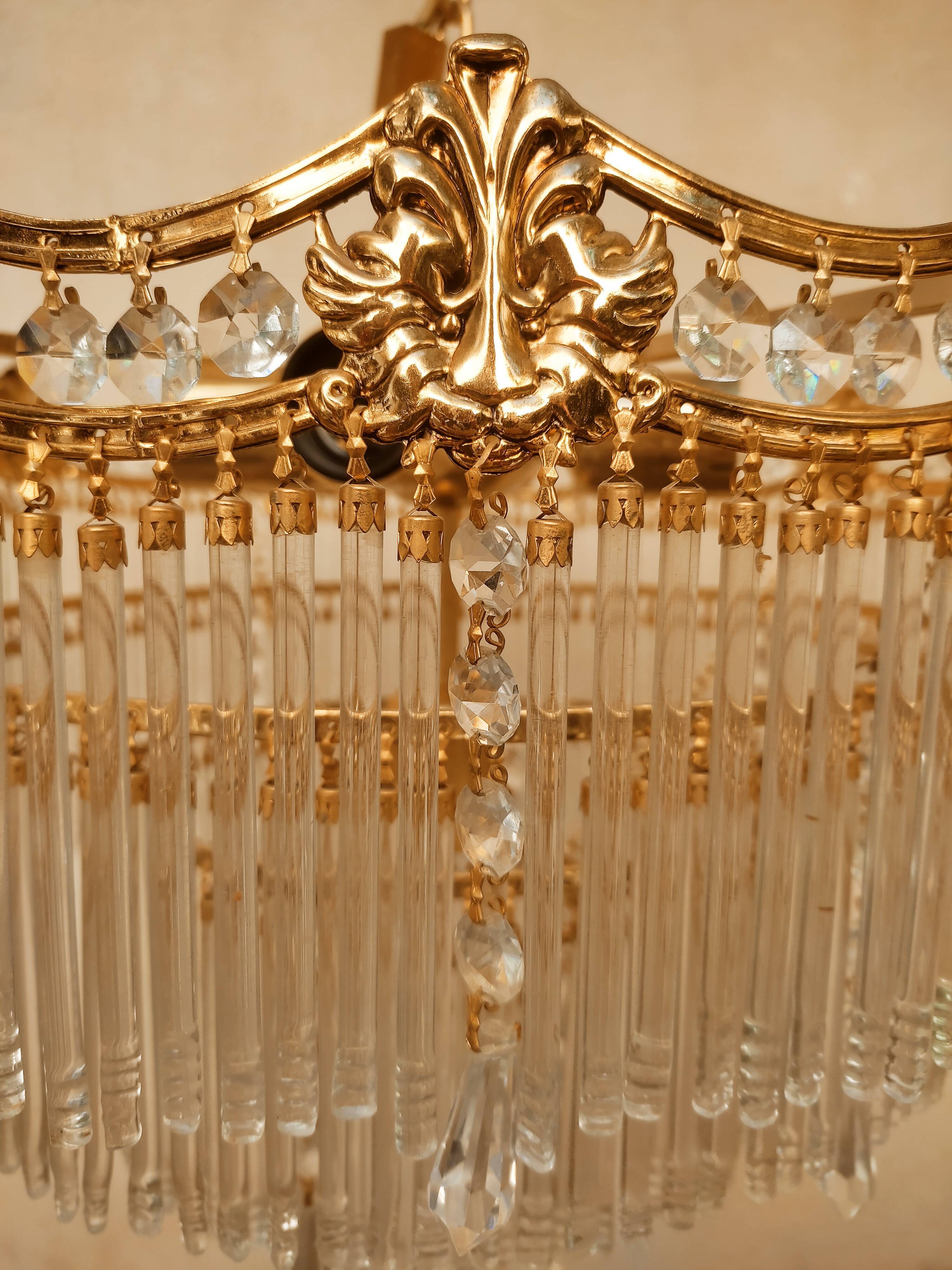 Glass and crystal waterfall chandelier