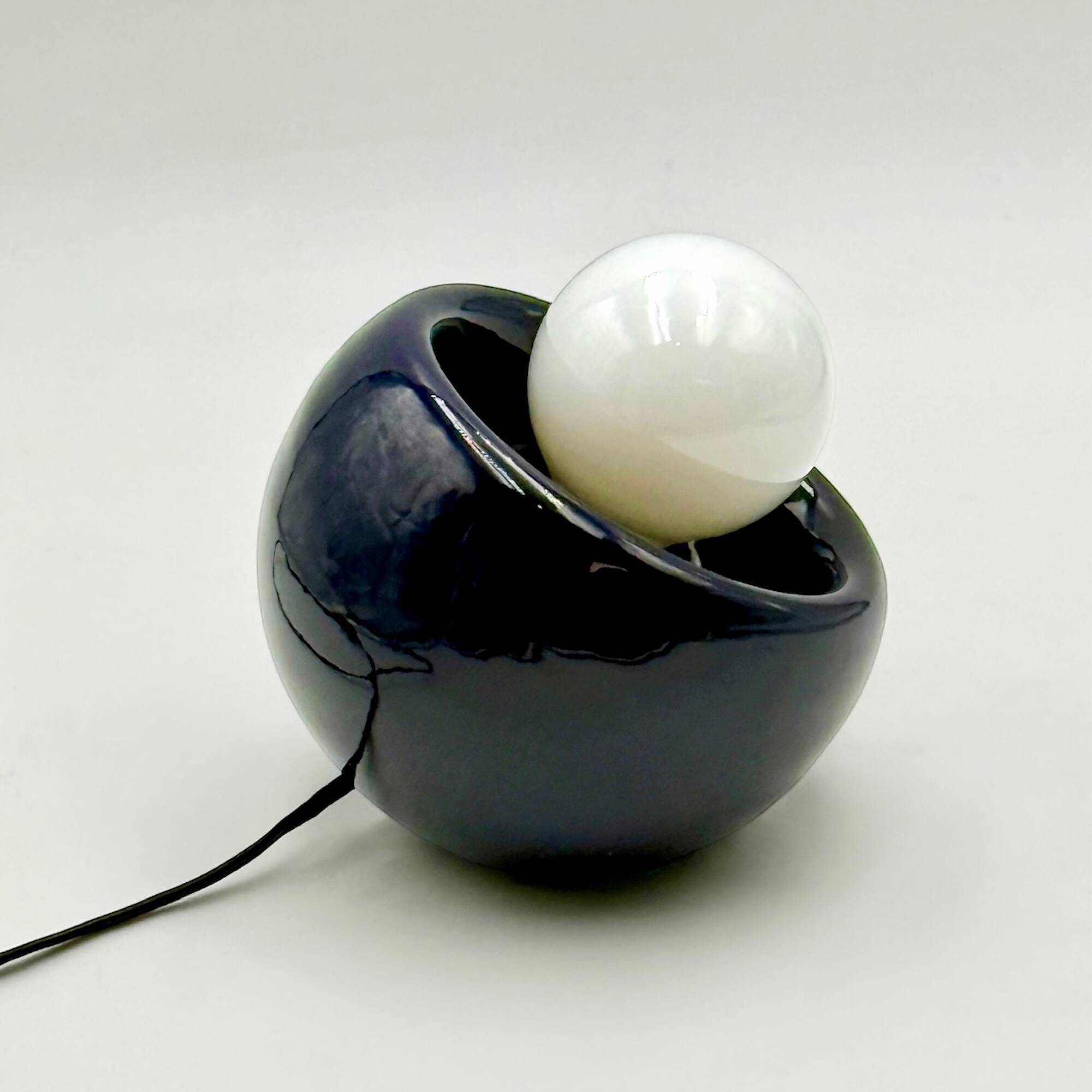 Vintage Blue Ceramic Lamp from Italy, 1970s