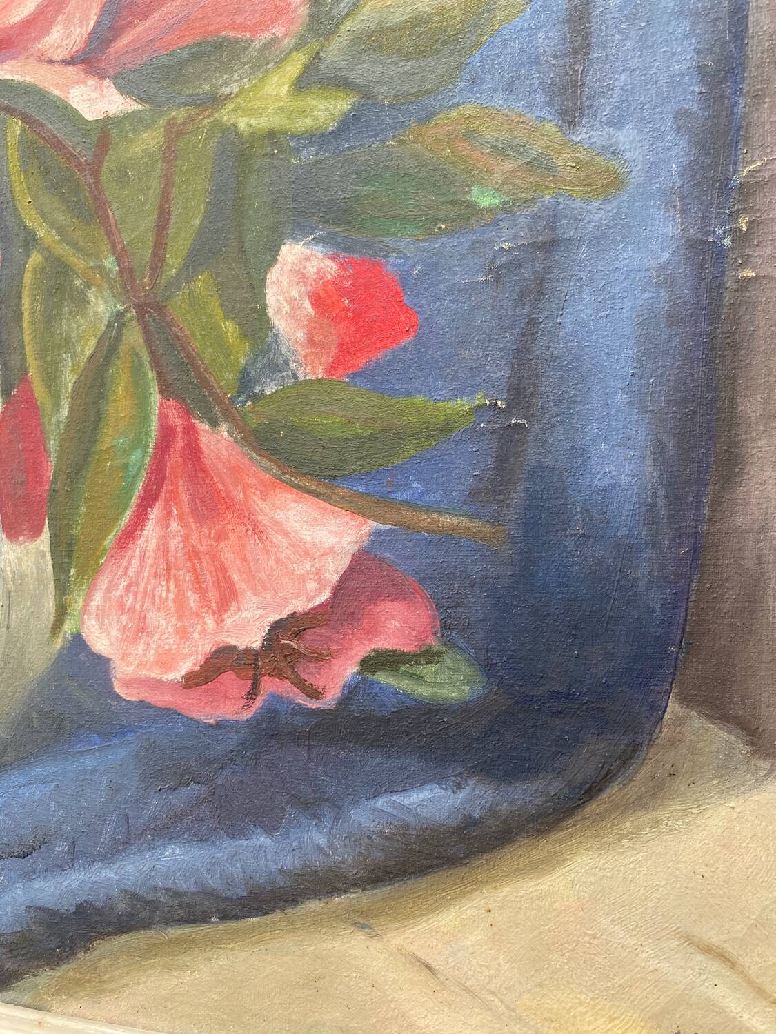 Large still life with pink flowers