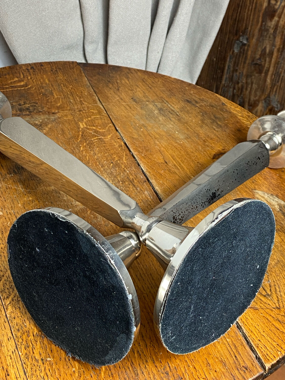 Pair of silver-plated candlesticks