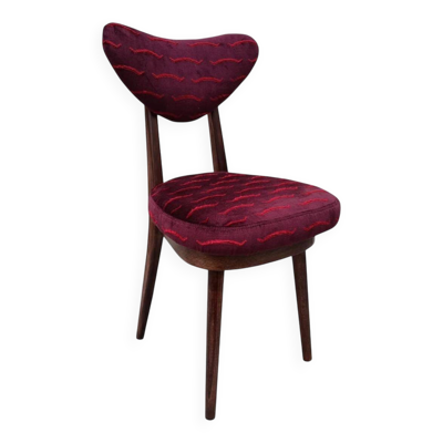 Chaise cœur milieu du siècle en velours bordeaux Nouvelles Vagues, Europe, années 1960