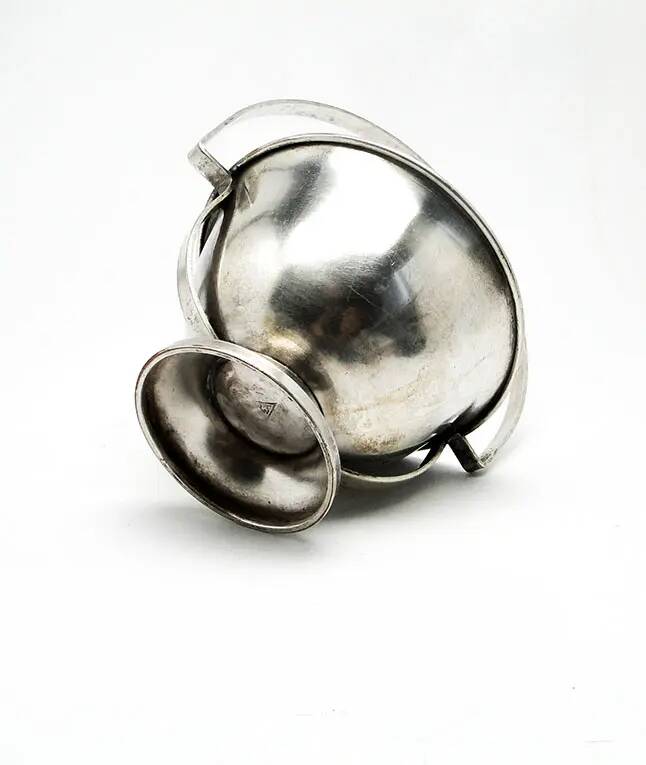 Art Deco sugar bowl, silver-plated brass, Poland, 1920s