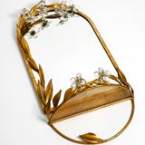 Metall wall mirror and matching shelf gold plated plated by Banci Firenze