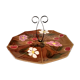 Vintage cheese platter in brown enamelled ceramic décor cherries and daisies