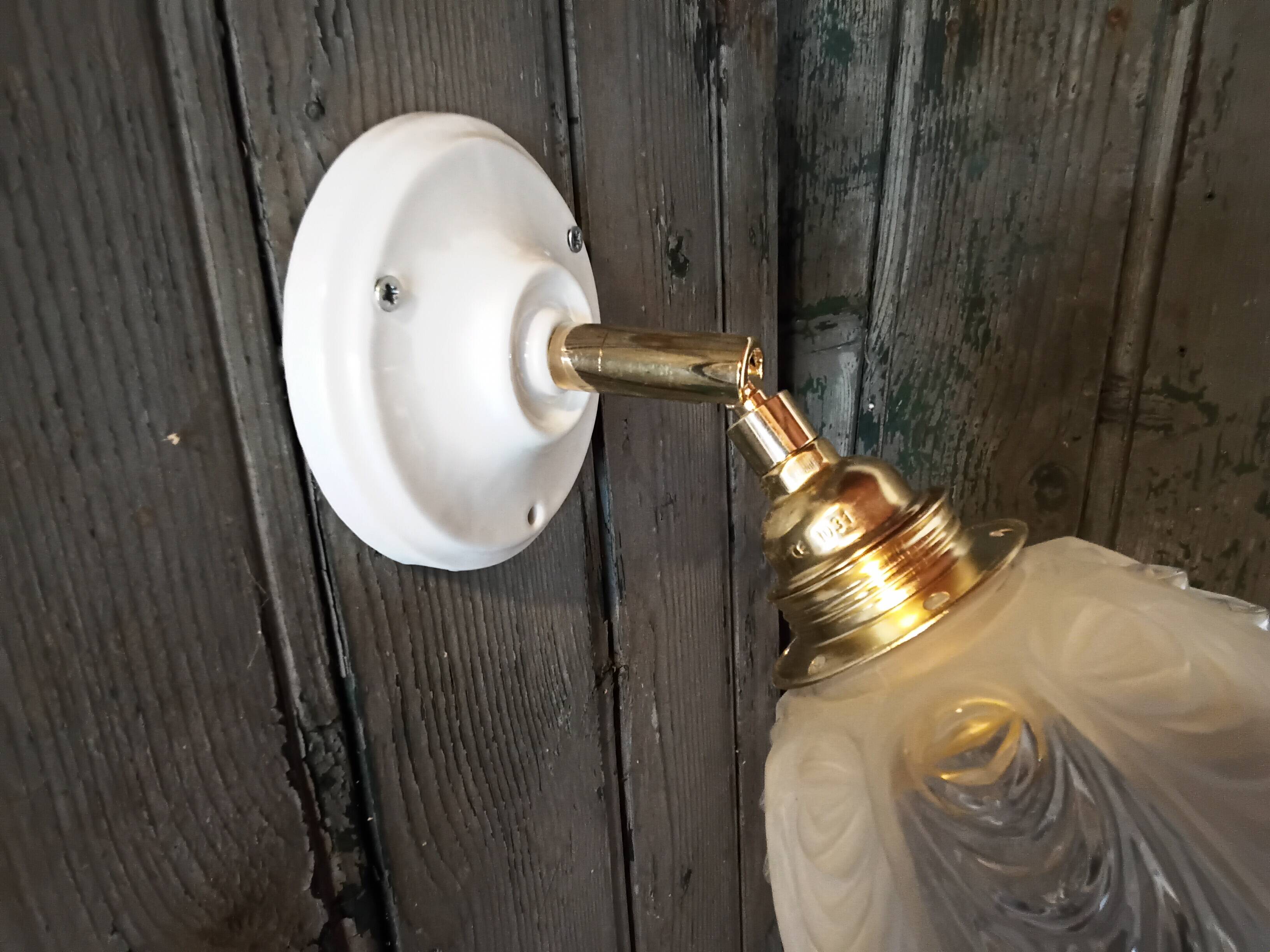 Vintage molded glass wall light