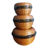 3 nesting baskets boxes in rattan or bamboo