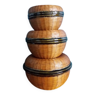 3 nesting baskets boxes in rattan or bamboo