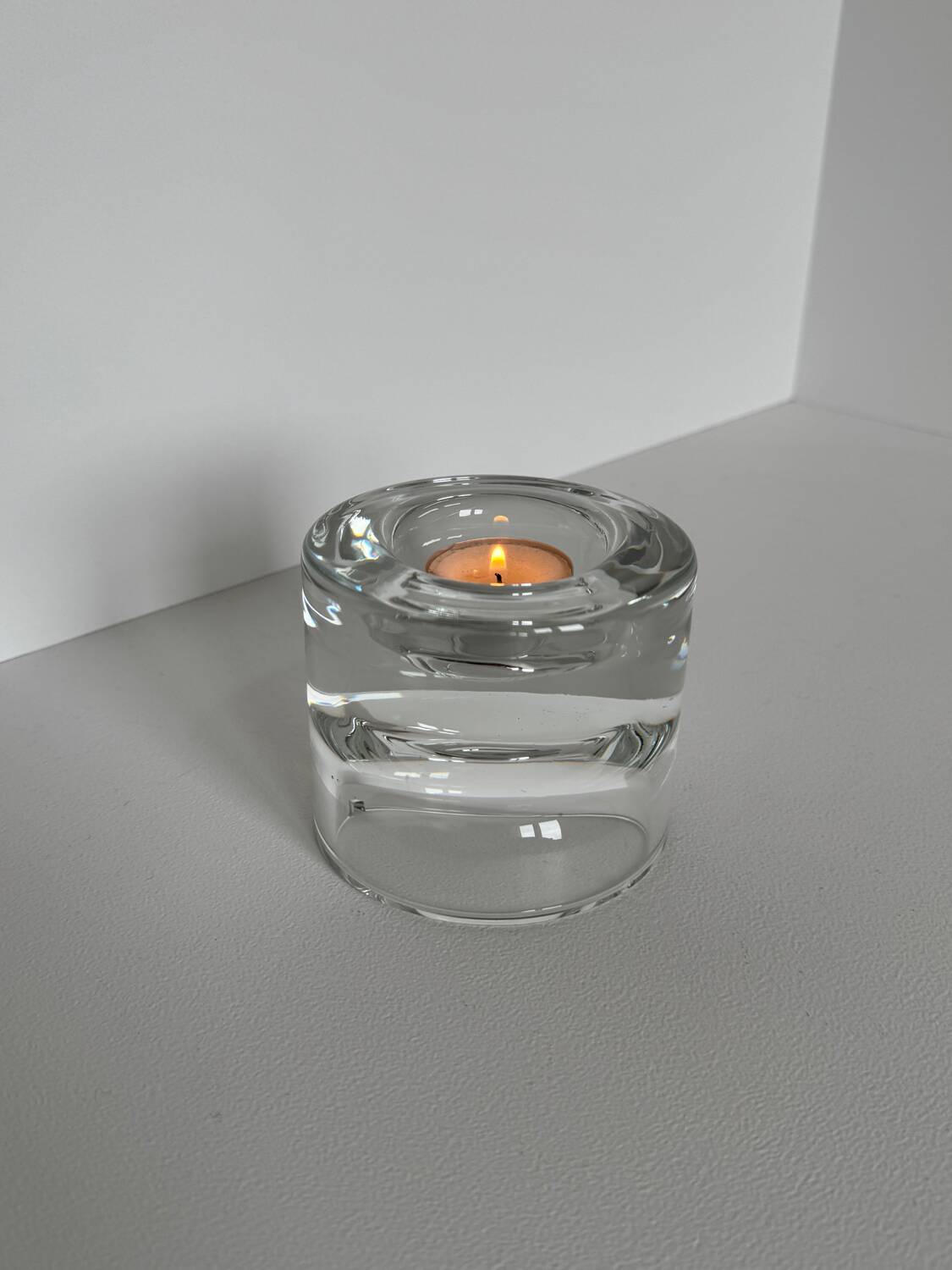 Vintage Modernist Heavy Round Clear Glass Ashtray