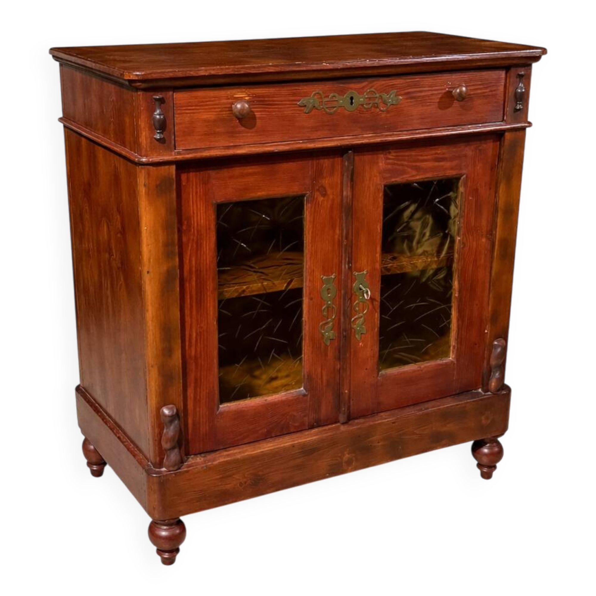 Early 20th Century Dutch Vitrine Cabinet in Solid Pine