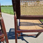 Lot de 2 chaises pliantes en bois et cannage