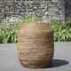 Very large old basket, burgundy straw and bramble, woven basket