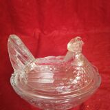 Glass chicken butter dish
