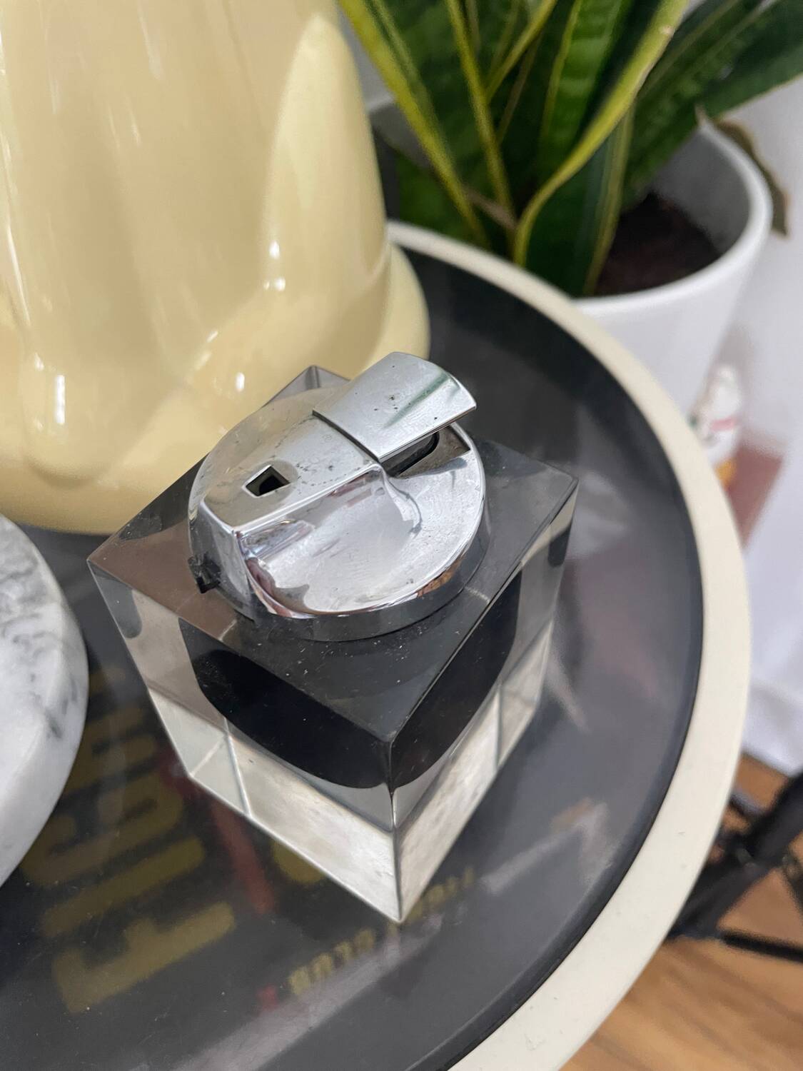 Ronson Plexiglass and Chrome Table Lighter Vintage 1970s