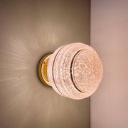 Vintage art deco globe wall or ceiling light in pink and gold Clichy glass