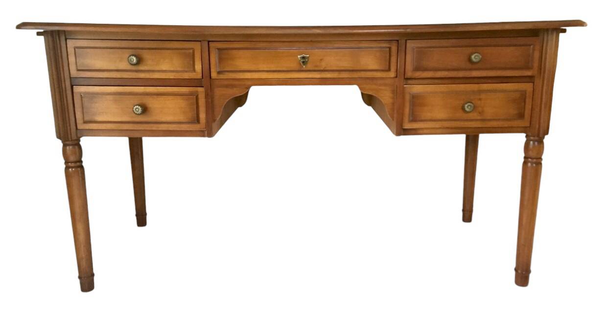 Bureau style Directoire 5 tiroirs et tablettes latérales