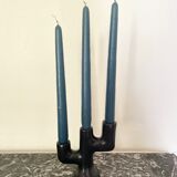 Black clay candle holder