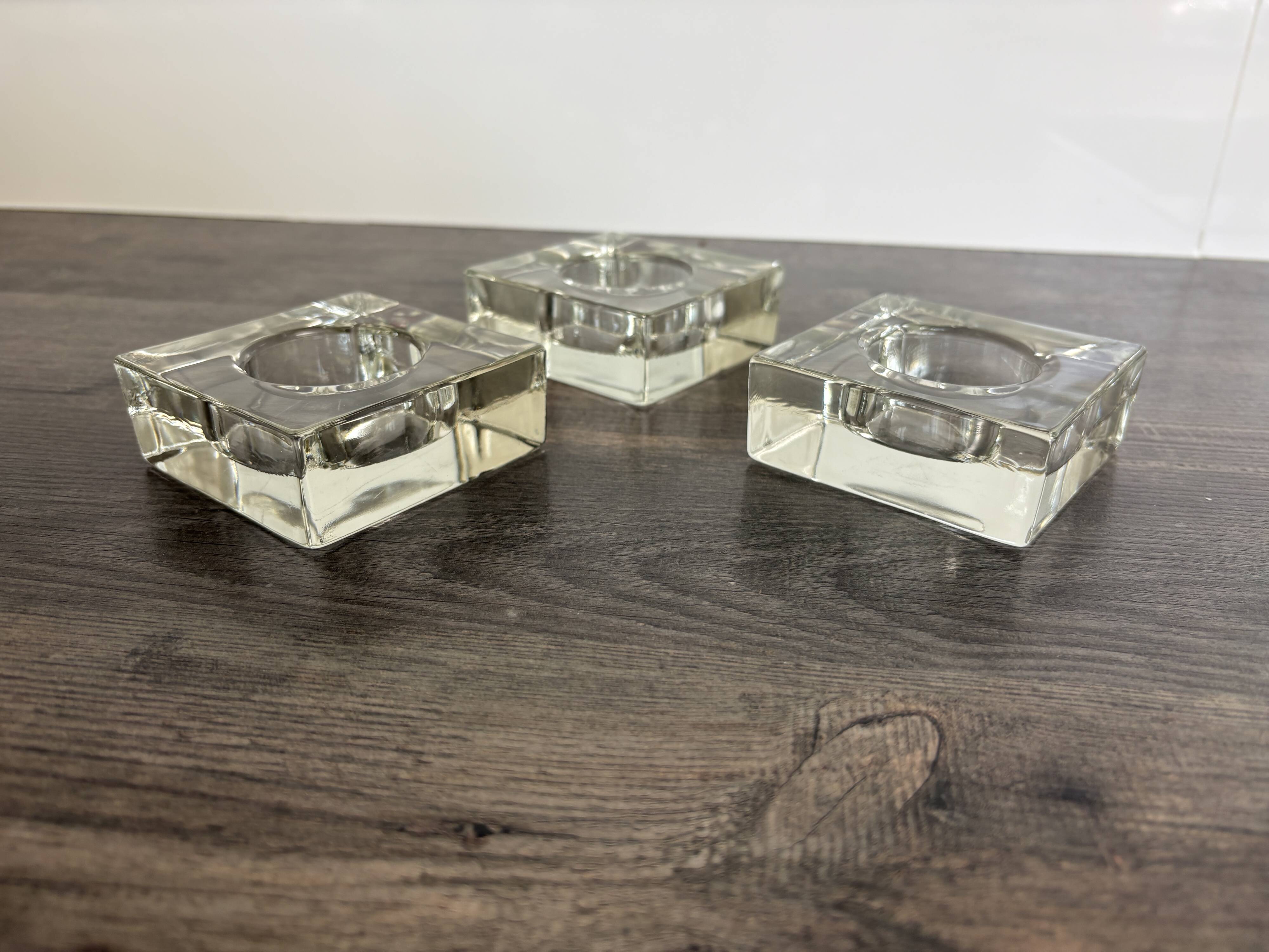 Set of 3 Cubic Glass Candle Holders