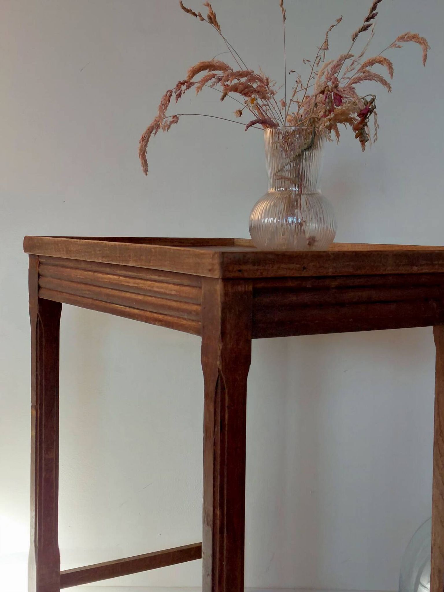 Vintage wooden wheeled side table/console