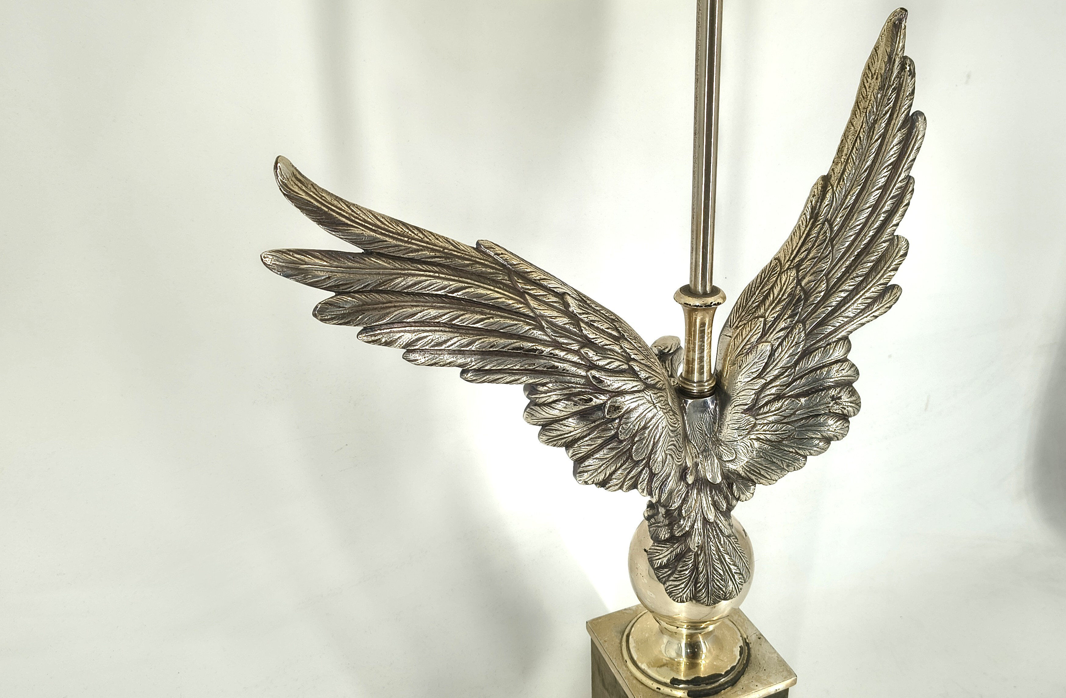 Pair of nickel eagle table lamps by Loevsky and Loevsky, 1970s