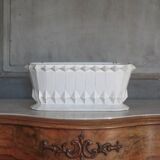 White enameled cast iron vase, art deco vase, art deco planter, collection