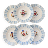 6 vintage Sarreguemines “Claude” soup plates - Earthenware with floral decoration