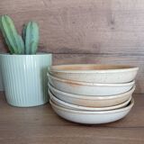 5 vintage light stoneware bowls, Marais stoneware