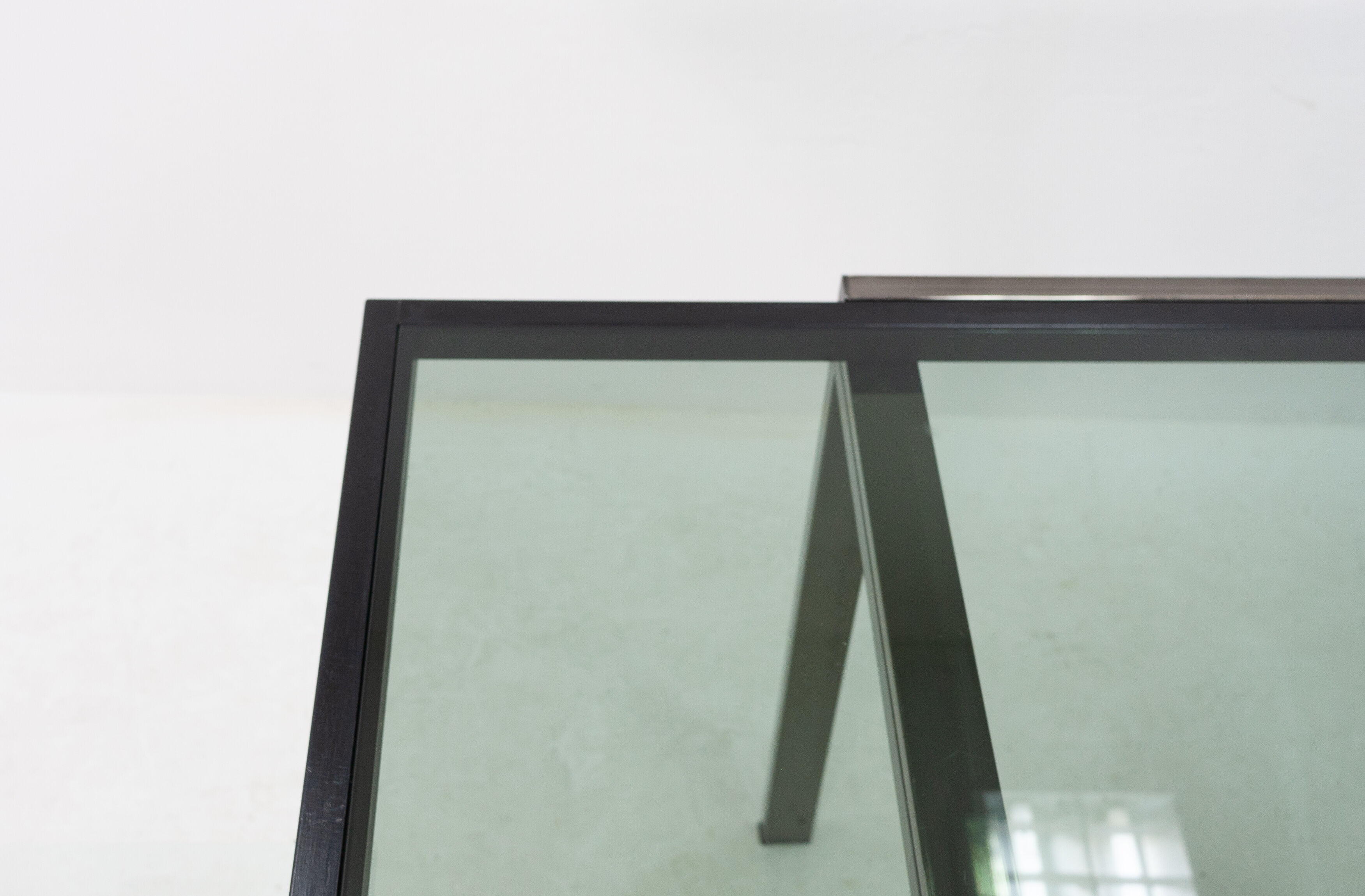 Milo Baughman extendable smoked glass dining table