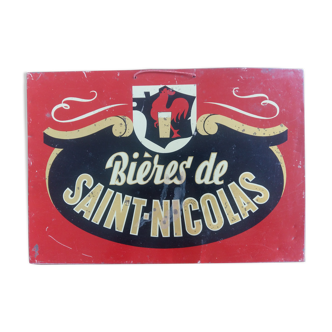 Ancienne plaque en Tôle "Bières de St-Nicolas" 23x33cm