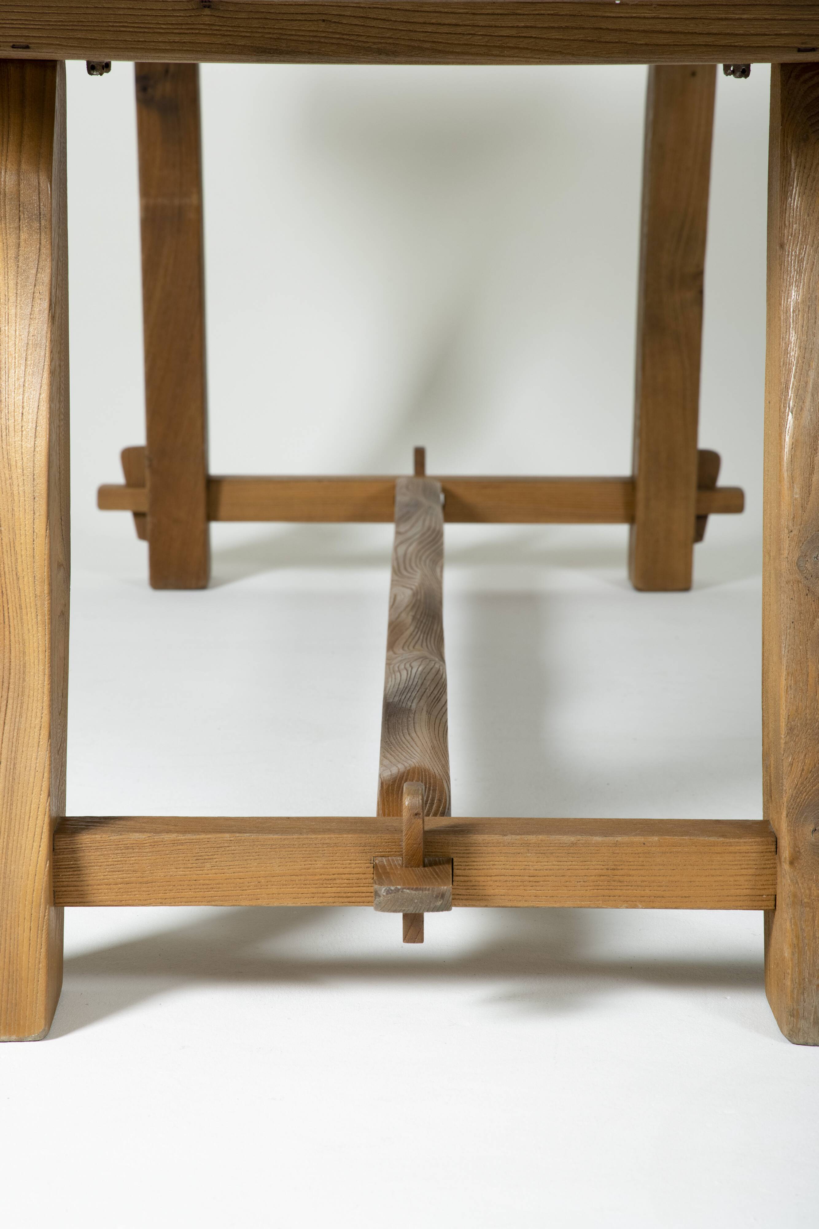 Elm table by Aranjou, France 1970s