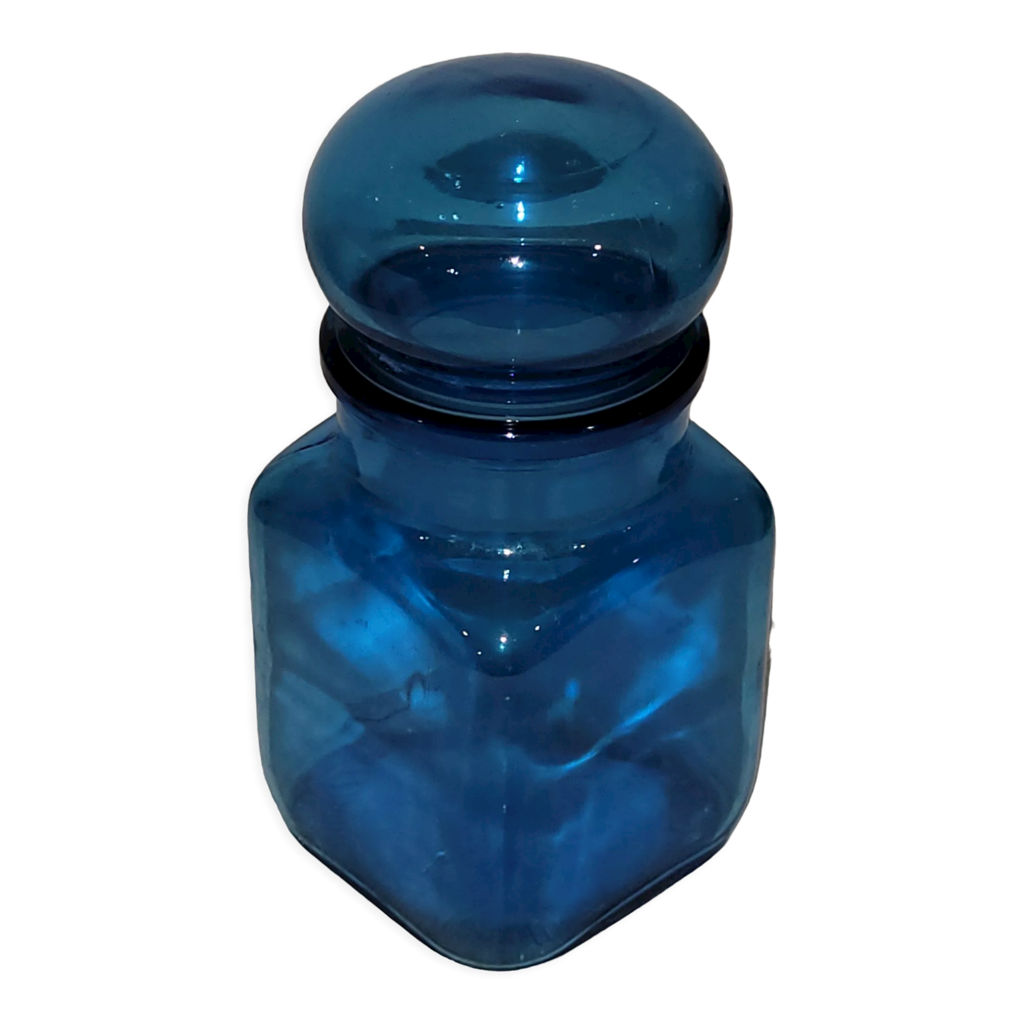 Blue glass jar