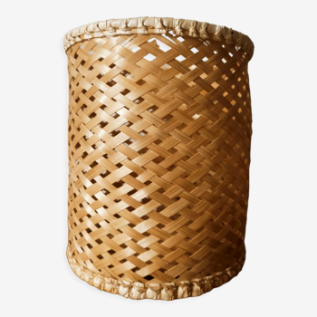 Braided bamboo wastepaper basket