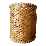 Braided bamboo wastepaper basket