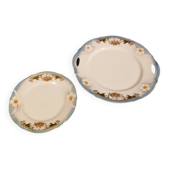 Plat de présentation en porcelaine et son assiette