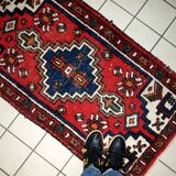 Tapis Vintage Hamadan en Laine, Années 1970, Élégance Traditionnelle