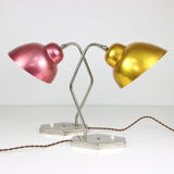 Mid-century Gold and Red Table Lamp, set of 2