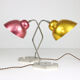 Lampes de table dorée et rouge du milieu du siècle, ensemble de 2