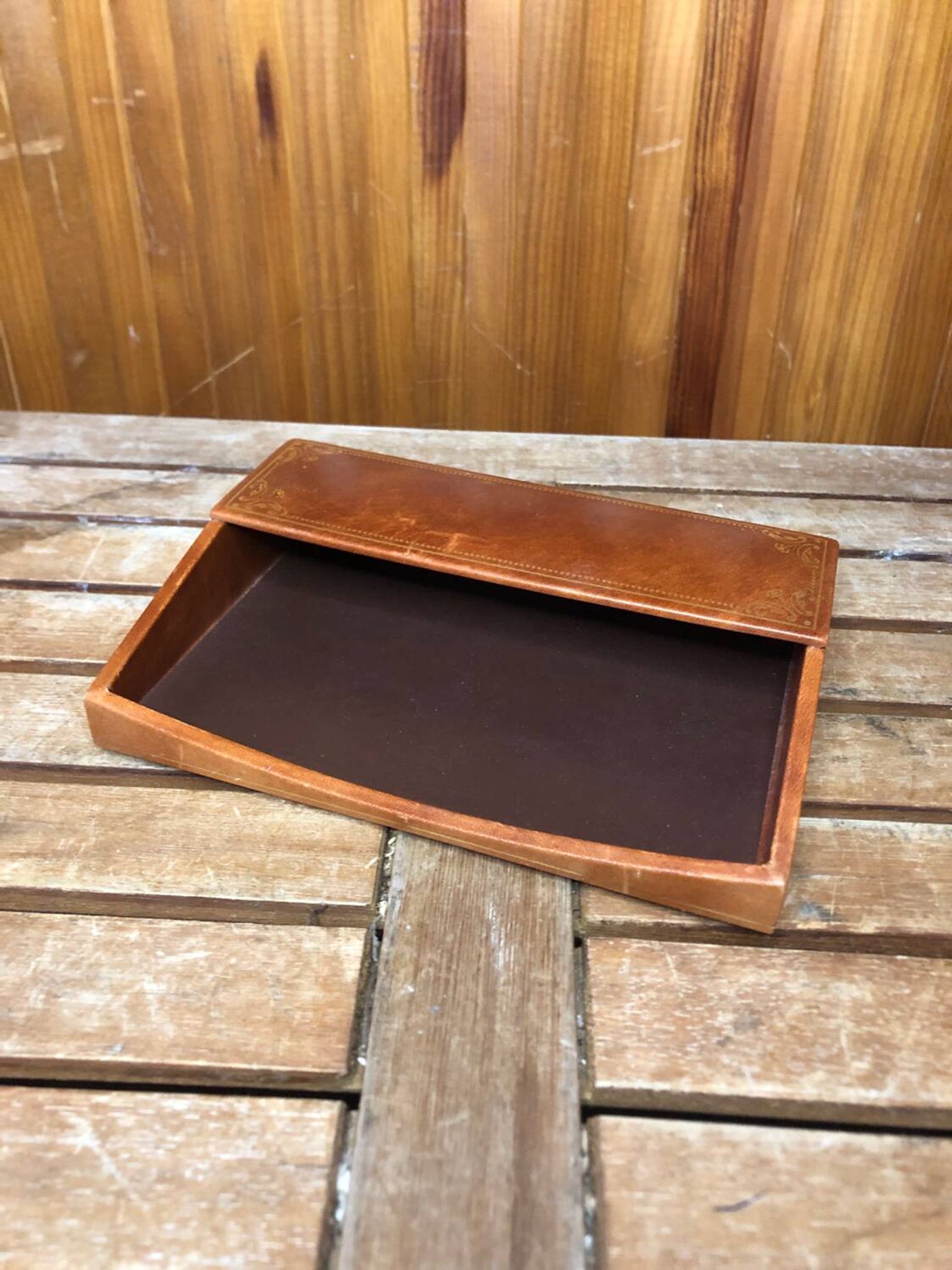 Ancien porte cartes lancel paris cuir marron gaufré accessoires bureau