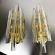 Pair of Venini wall lights, Murano cut glass, Italy, circa 1970s